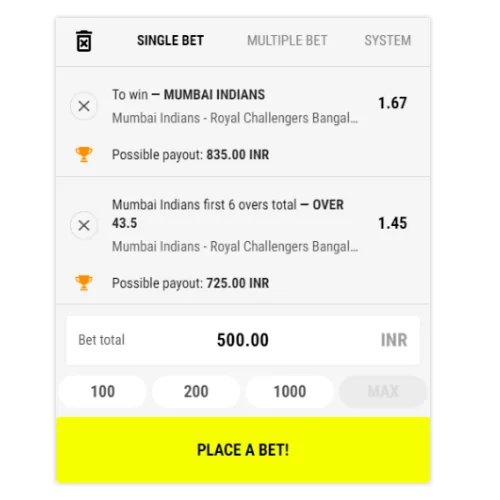 How to place a bet on IPL event