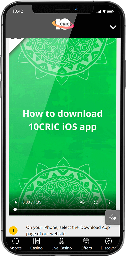10cric App on iOS (iPad and iPhone)