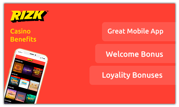 Casino games at Rizk casino app