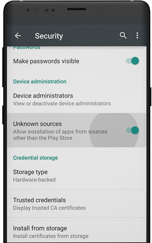 mostbet step 4. Allow installation from unknown sources
