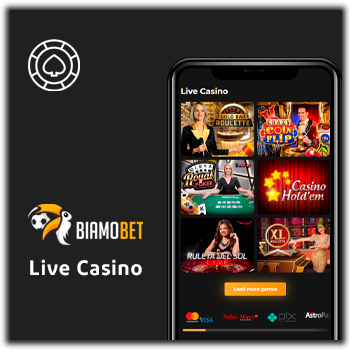 Live Casino in the casino section at Biamobet