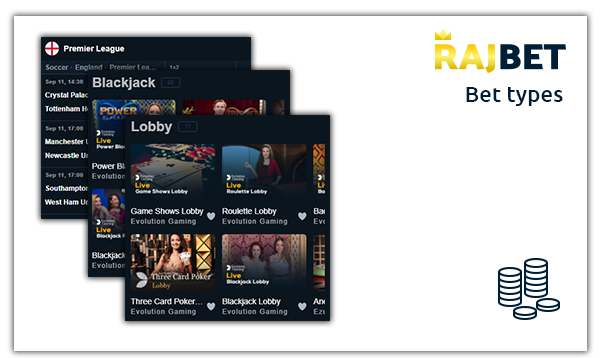 rajbet bet types: Live Section, Card Games, Classic Games and more