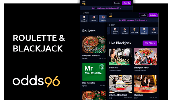 odds96 roulette and blackjack