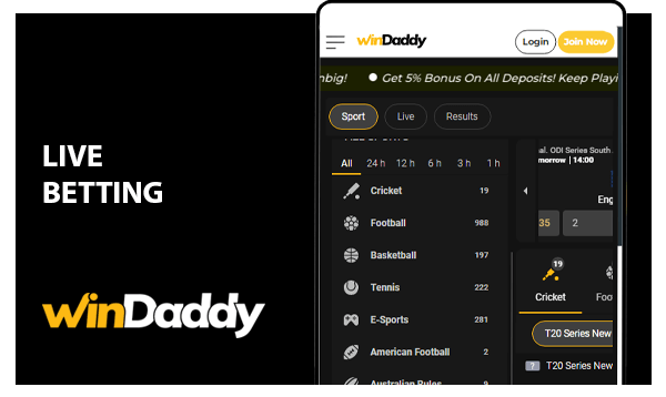 Information about Live Betting at Windaddy App