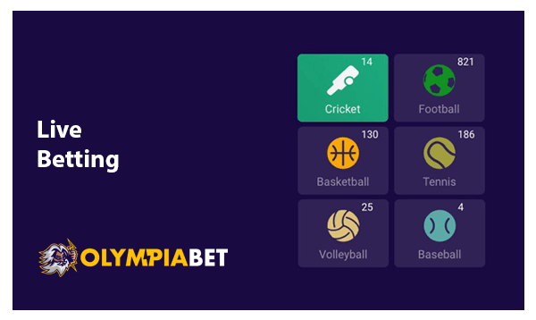 List with Live Sports that you can bet in the Olympiabet App