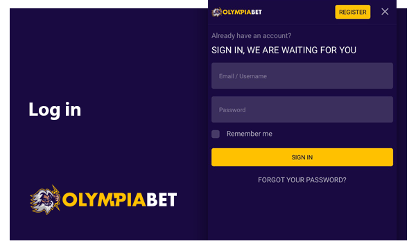 Instruction how to Log in to Olympiabet Account