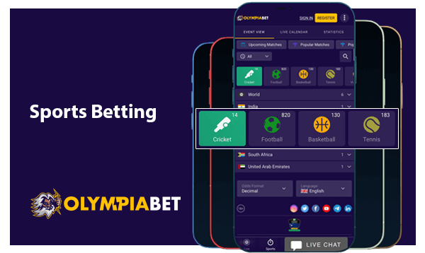 List sports that you can bet in the Olympiabet App