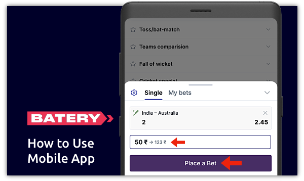 To start betting in the Batery app for real money you need to make a deposit