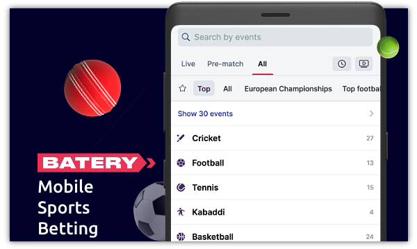 Using the Batery mobile app, users from India can bet on dozens of popular sports